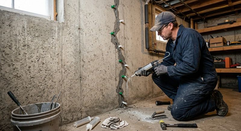 Cracked Basement Floor Repair in Pinehurst, NC