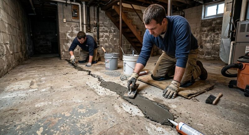 Cracked Basement Floor Repair in Pinehurst, NC